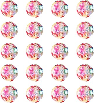 20pcs Rhinestone Beads 16mm Snowflake Shaped Drill Sparkling Disco Ball Polymer Clay Drill Beads Suitable for DIY Various Pens Phone Chains Keychains Mixed Color