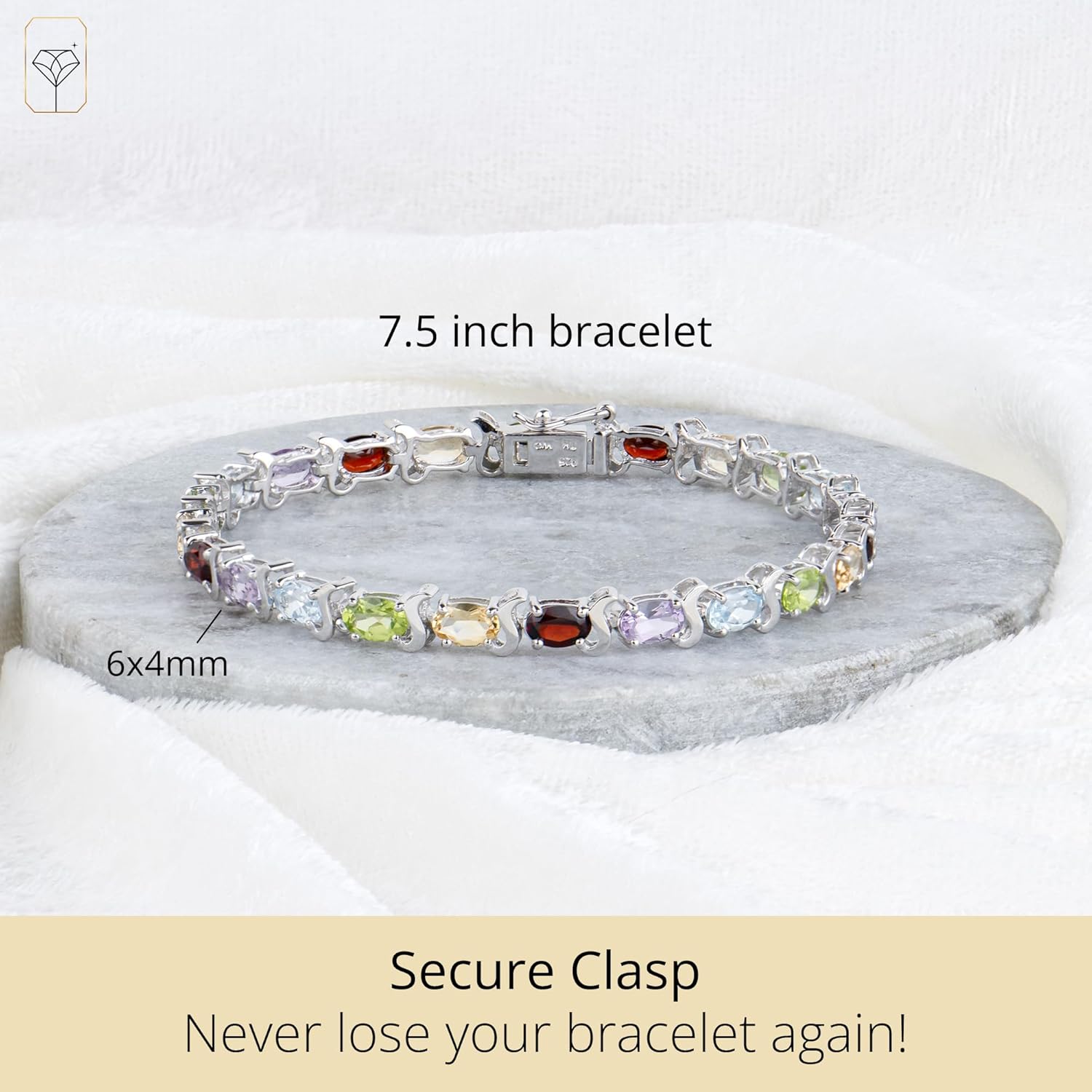 MAX + STONE Multi Gemstone Tennis Bracelet in Sterling Silver