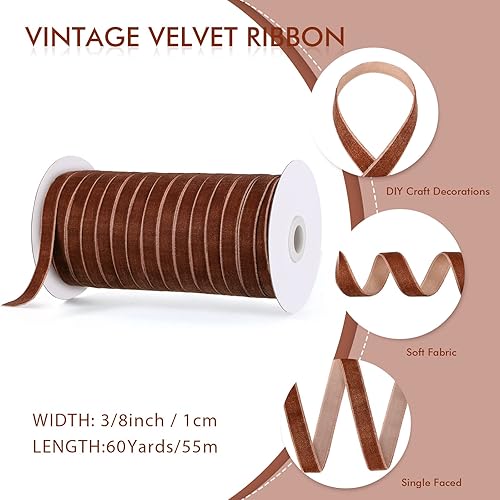 Miniatura 278 de Chuangdi 3/8 pulgadas, 60 yardas, cinta de terciopelo azul verde azulado de Navidad, cintas anchas de terciopelo vintage para adornos de árbol