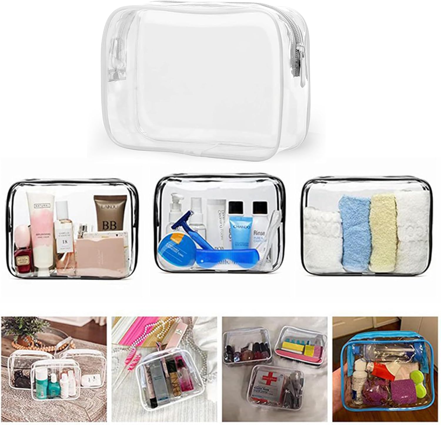 6 Packs Clear Cosmetics Bags for Women Men Waterproof Toiletry Bags PVC Makeup Bags Organizer Case with Zipper for Travel Bathroom (6 Mixed Colors) - Image 6