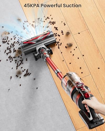 Miniatura 2 de Aspiradora inalámbrica, 550 W, 45 KPA, 60 minutos para el hogar, aspiradora recargable inalámbrica con pantalla LED, cepillo en forma de V