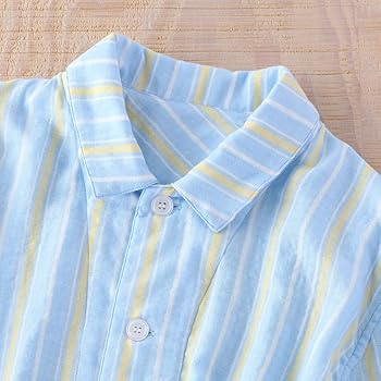 新品　UCHINO ウチノ　マシュマロガーゼ　ストライプパジャマ　ブルー　S rpz18684-2.jpg