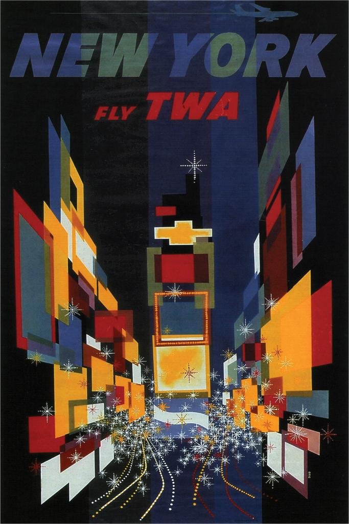 FLY TWA NEW YORK 壁掛けアート Amazon.com: New York Fly TWA Vintage