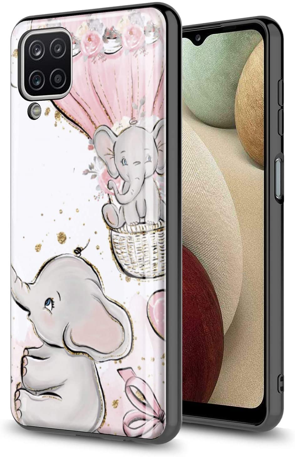 GORGCASEPhone CASE for Samsung Galaxy A22 4G CASE(NOT FIT 5G),Slim Graphic Design Anti-Scratch Shook-Proof Hybrid PC TPU Bumper Armor Cute Teen Girl Women Drop Protective Cover White Pink Elephant