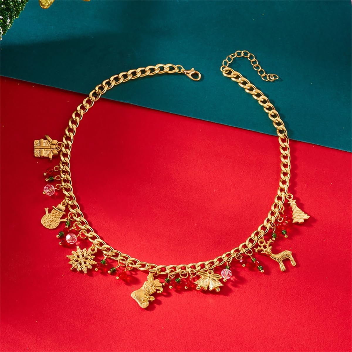 Christmas Charm Necklace for Women Snowman, Snowflake, Reindeer,Bell,Boots Choker Necklace Gold Silver Christmas Chain Necklaces Xmas Clothing Jewelry Accessories - Image 5