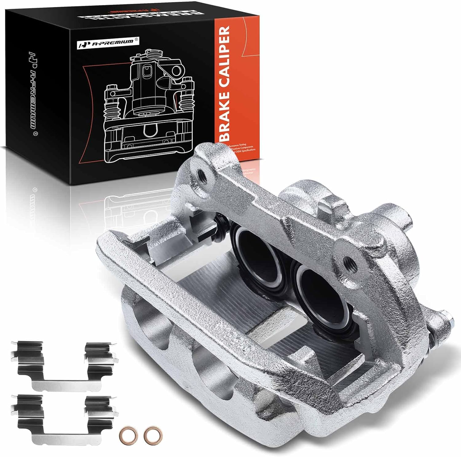 A-Premium Disc Brake Caliper Assembly with Bracket Compatible with Select Land Rover Models - Range Rover, HSE, 2006-2009, V8 4.4L - Front Right Passenger Side