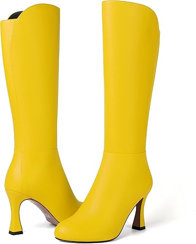 Miniatura 6 de SKYSTERRY Botas de tacón alto con cremallera mate para mujer, con punta redonda, de 3.3 pulgadas