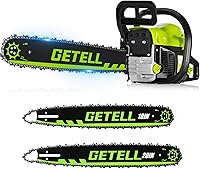 Getell G338 PRO 58cc Gas Chainsaw 20" & 18" Bars 3.6HP Easy Start Anti-Vibration for Farm Ranch Heavy Duty