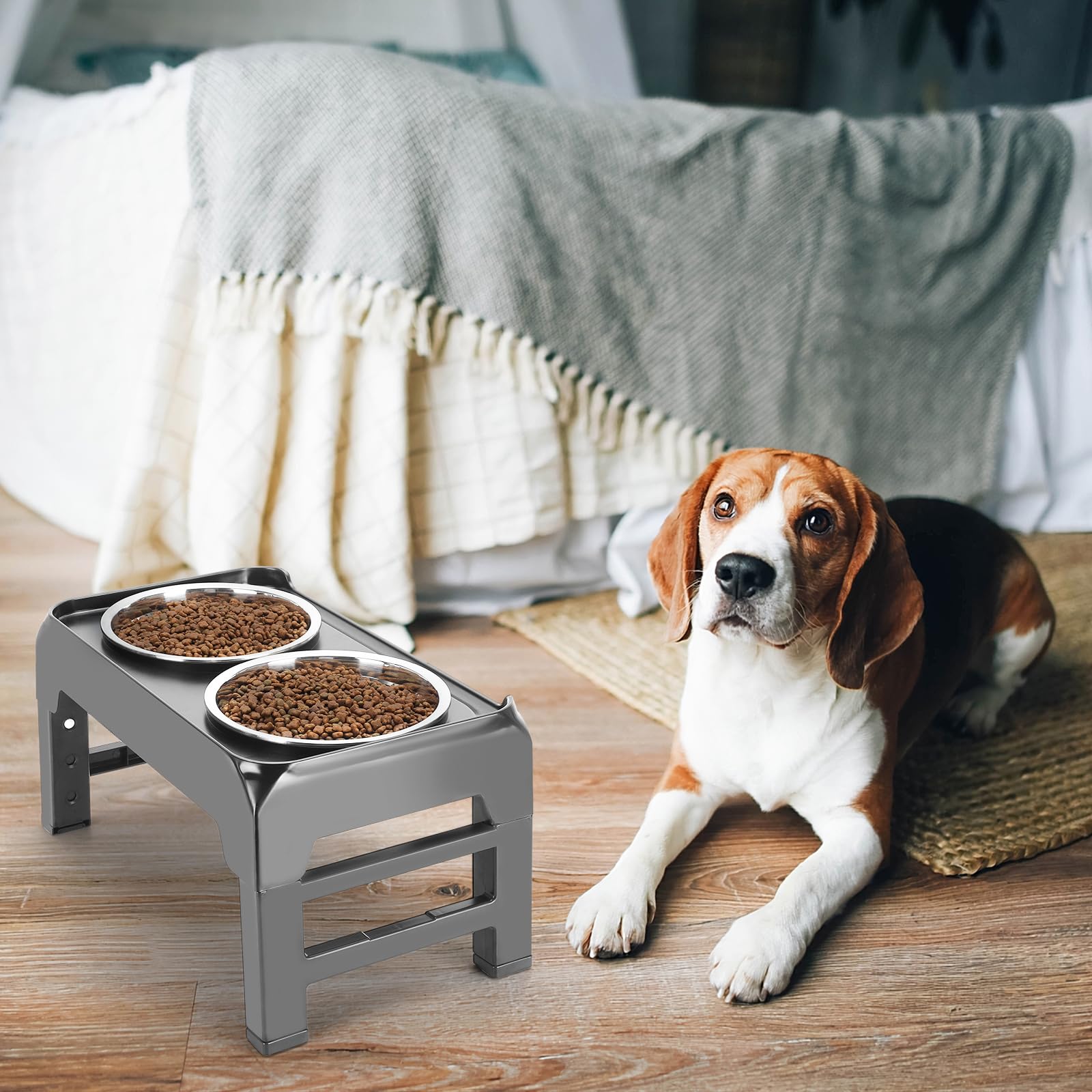 COMESOON Paquete de 2 cuencos de acero inoxidable de 8 pulgadas para perros de 50 onzas, cuencos de repuesto gruesos y duraderos para comida y agua, apto para soporte de cuenco para perros COMESOON