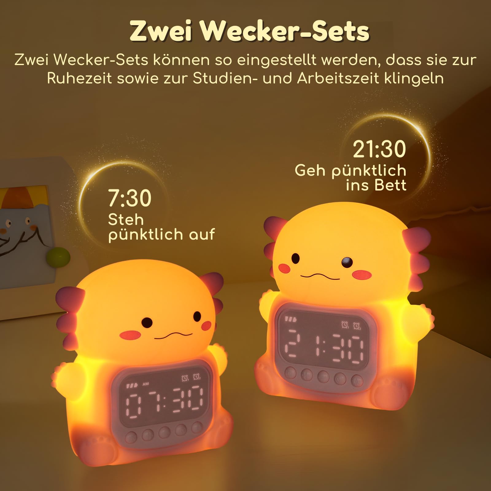 Capybara Nachtlicht Mit Digitaluhr & Wecker - Dimmbare Schlaflicht Lampe - Wiederaufladbar, Aus Silikon