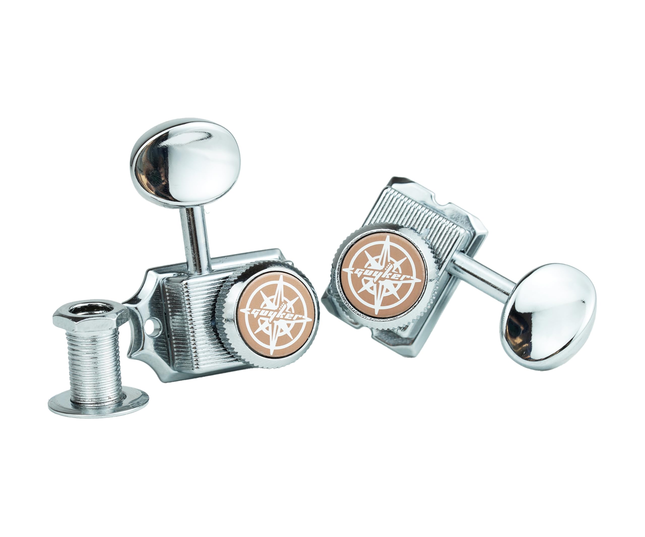 Guyker 15,2 cm-line Vintage Gitarre Lock String Tuners - Locking Tuning Key Pegs Machine Heads Ersatzteile für ST TL Style E-Gitarren - Chrom