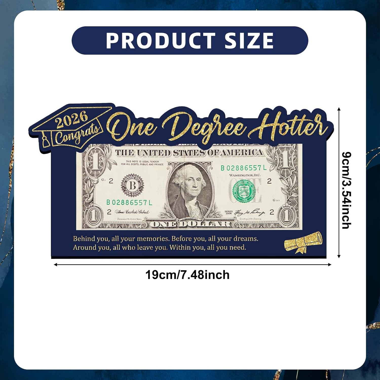 Graduation Gifts Grad Money Holder 2026 Money Gifts Ideas for Her Him, One Degree Hotter Cash Holder for College Masters PhD Graduate Party Decorations Supplies, Navy Blue & Gold image 2