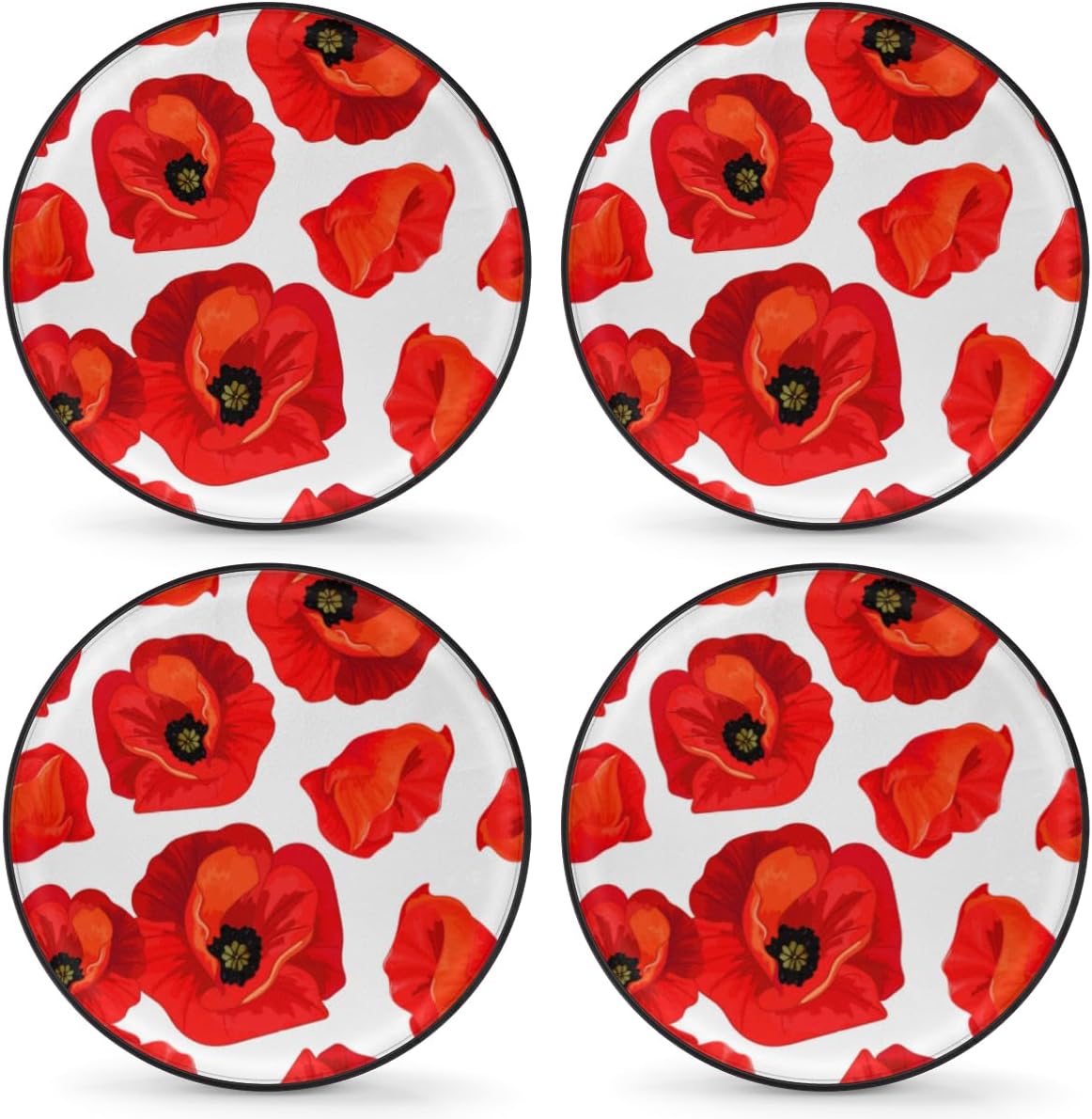 Romantic Flowers Tire Covers Portable Spare Tire Cover Soft Durable Waterproof Dustproof Set of 4 Bags 16 Inches for Car Truck SUV Trailer Camper