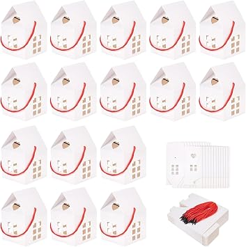 GeryVtee 36 PCS House Shaped Gift Boxes Kraft Paper Favor Boxes White