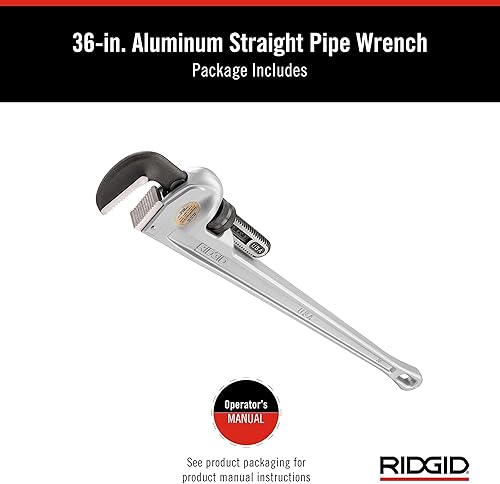 Vista 7 de RIDGID 31110 Modelo 836 Llave de tubería de plomería recta de aluminio de 36 pulgadas, plata, fabricada en los Estados Unidos