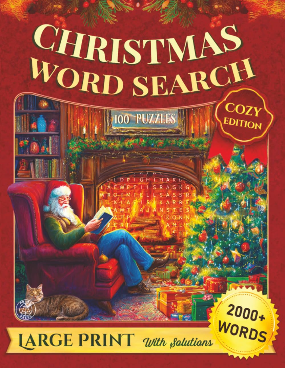 Cozy Christmas Word Search: Large-Print Word Puzzles for Adults & Seniors – 100 Cozy Christmas Word Searches with Solutions