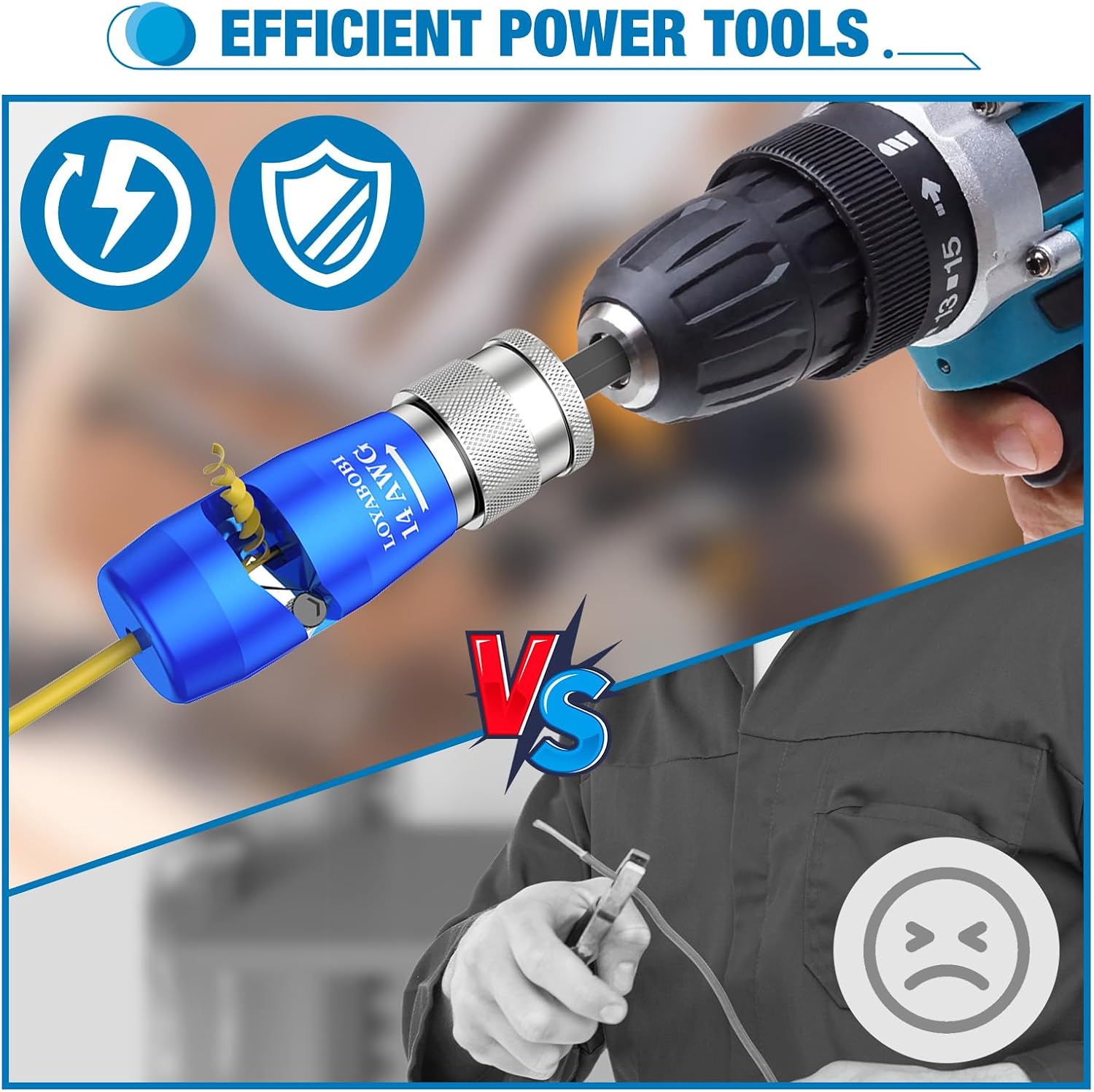 Wire Stripper Twister Tool for Drill 13pcs, 6/8/10/12/14 AWG Stripping Twisting Quickly, US Gauge Cables Bit Tools Set, Wire Nut Connector Kit Attachments for Electricians Gifts Men Women