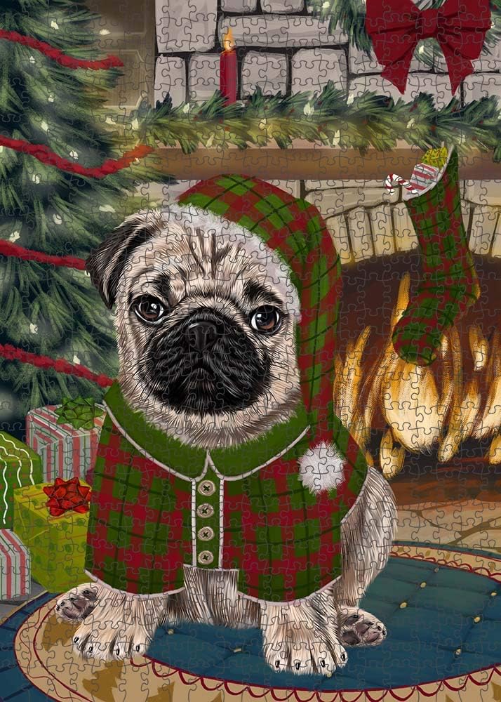 Christmas Stocking was Hung Pug Dog Jigsaw Puzzle for Adults - Animal Printed Interlocking Puzzle Game Artwork - Gift for Dog Lover's -1000 Pcs 29.5"x19.7", PZLE52042