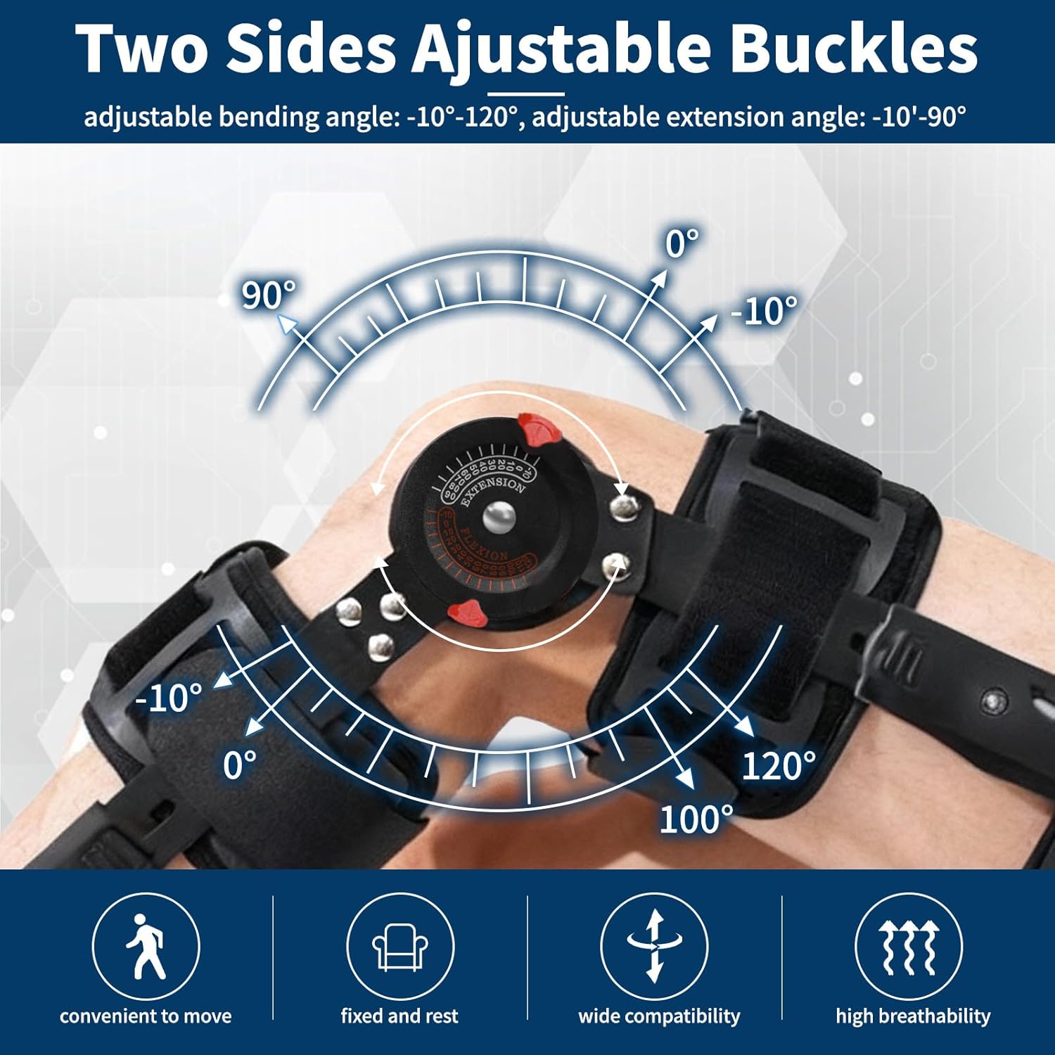 Adjustable Hinged Knee Brace for Men & Women, ACL Support with Side Stabilizers for Meniscus Tear, Post Reduce Knee Pressure, Surgery & Sports Recovery