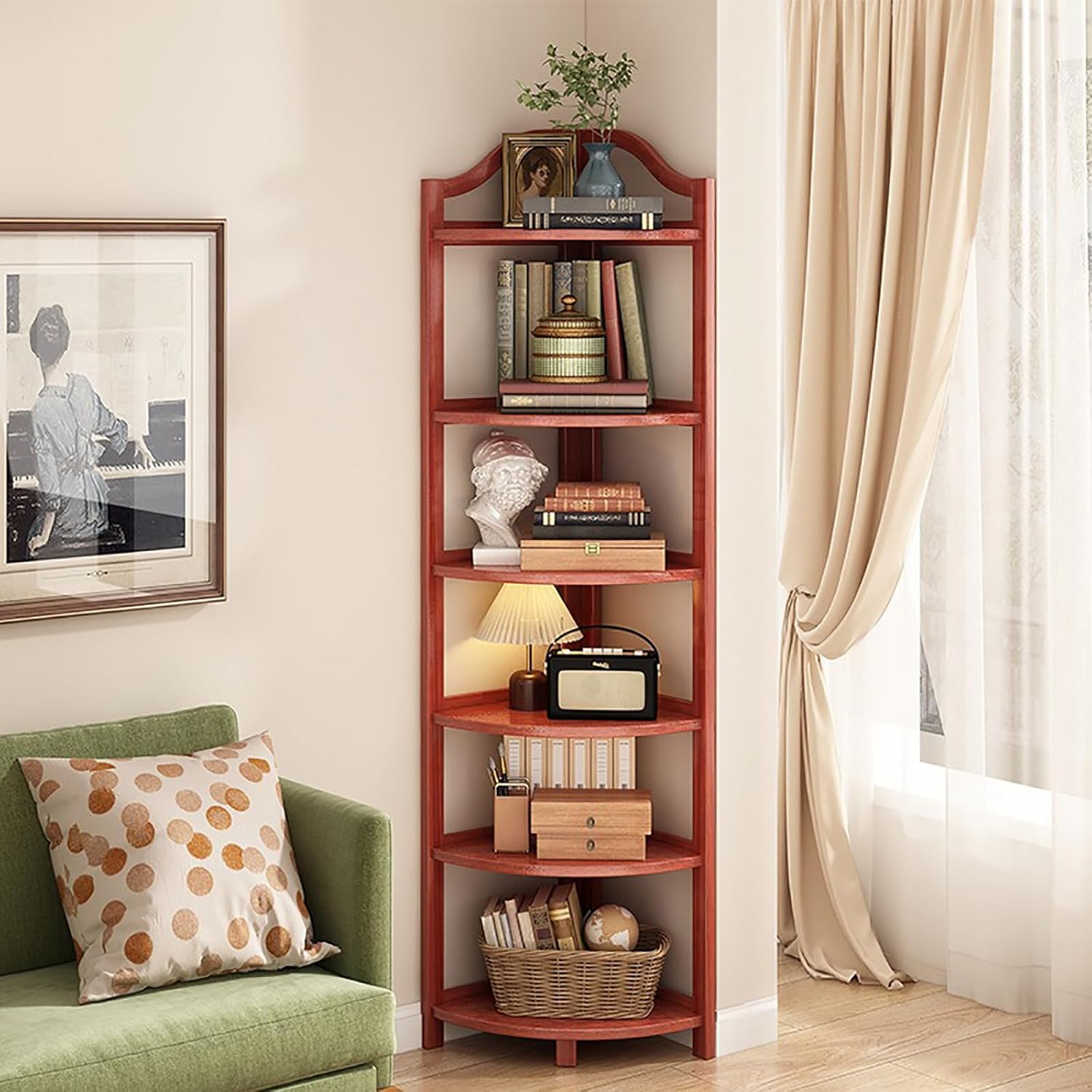 Bamboo Corner Shelf Organizer Rack - Multi-Purpose Display Stand for Bathroom, Living Room, Kitchen & Bedroom Storage - Space-Saving Bookshelf & Counter Organizer