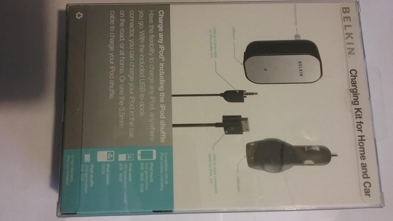 Generic Belk Charger for iPod or iPod Shuffle, Black, v1200