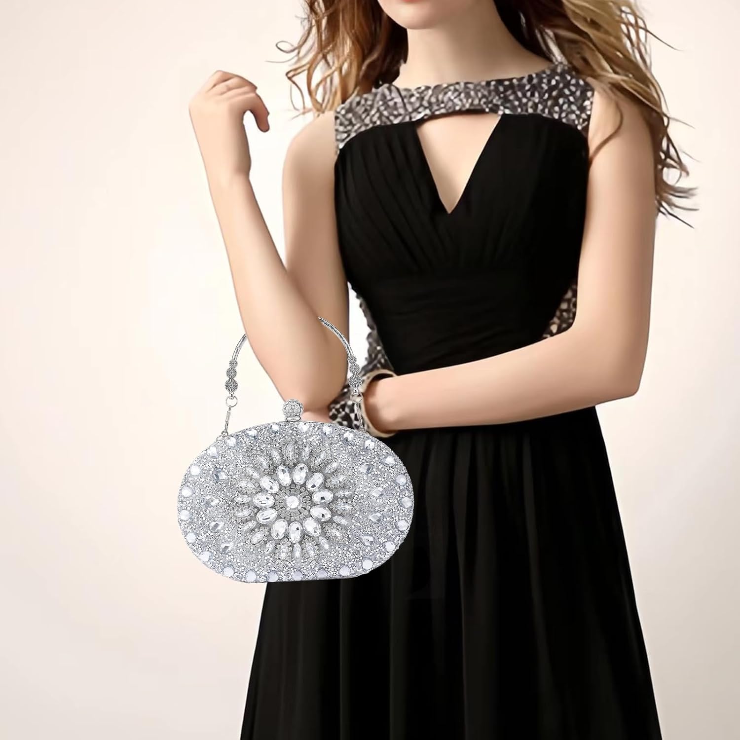 Sparkly Women's Evening Clutch Purses Rhinestone Bag Luxury Handbags For Weddings Formal Prom Party image 2
