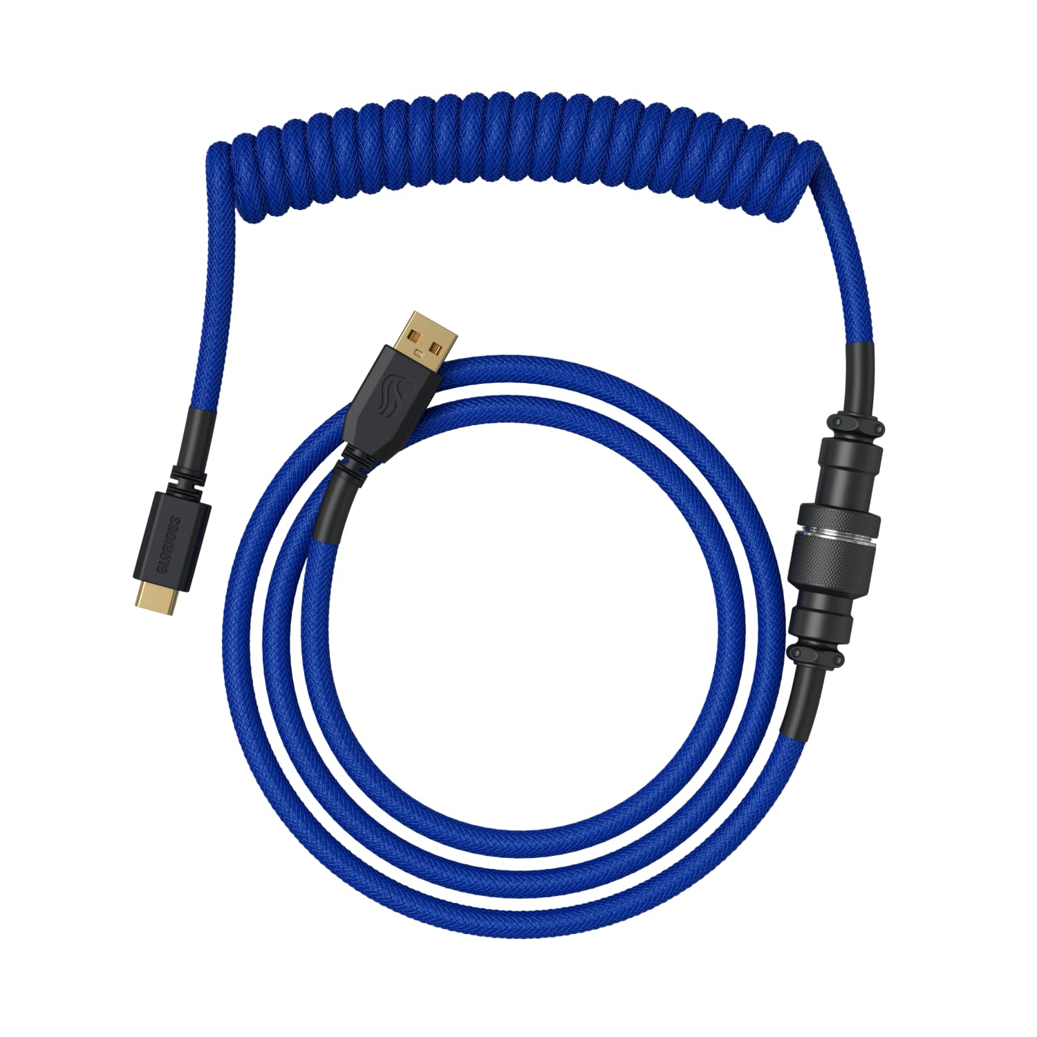 GLORIOUS Coiled USB-C Keyboard Cable – Artisan Braided, Detachable for Mechanical Keyboards (Cobalt Blue)