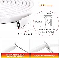 Vista 2 de Shine & Bright Auto Protector de borde de puerta de automóvil blanco de 32 pies con forma de U, tira de ribete con material de PVC y clips de metal