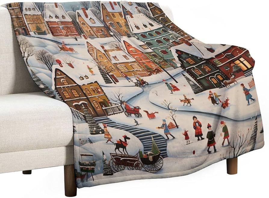 Amazon.com: Throw Blankets Christmas Village Blanket Super Soft ...