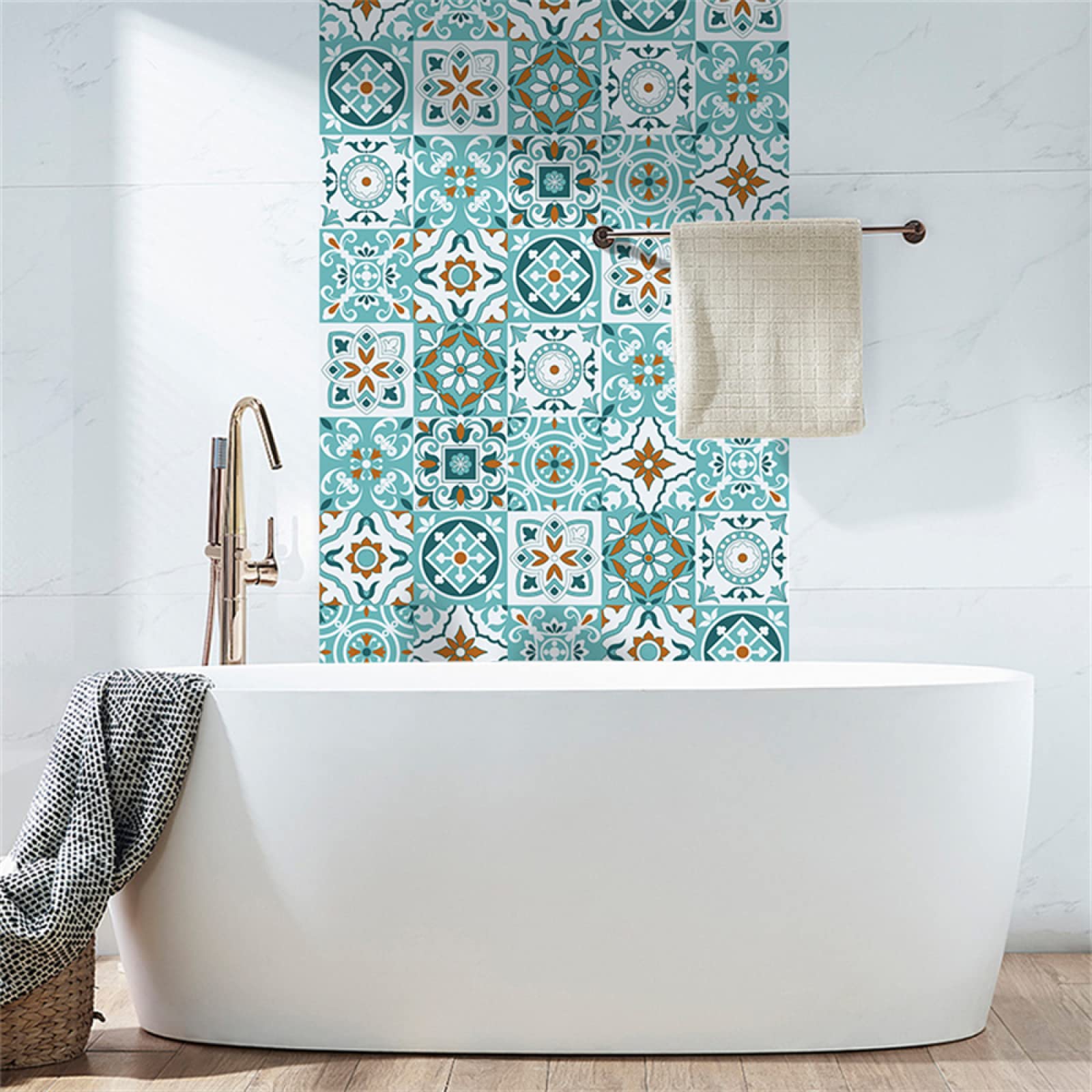 SSyang 20 Pezzi Adesivi Per Piastrelle Cucina,Adesivo Murale Per Il Bagno,Marocco Adesivo Per Piastrelle,Impermeabile PVC Autoadesivo Decorazione,Sticker Per Cucina,Adesivo Murale Per Scala,10 * 10CM - 3