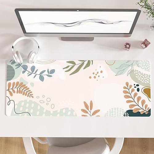 Miniatura 18 de Colorful Star Alfombrilla Grande para Ratón, Tapete de Escritorio de Cuero PU Impermeable, Alfombrilla de Ratón para Juegos de Computadora, Retro