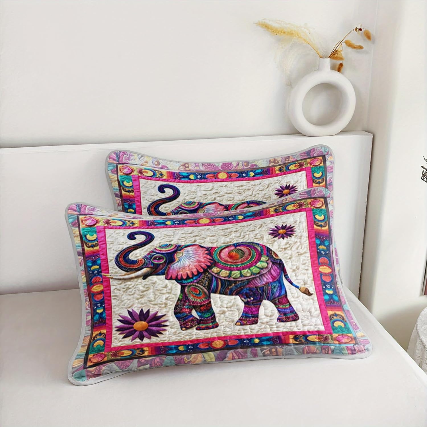 Mandala Elephant Quilt Bedding Set Queen Size for Kid Teen Room Decor,Bohemian Vintage Bedspread Sets Bedding Queen Size,Bohemian Elephant Bed Cover for Boys and Girls Bedroom Decor - Image 7