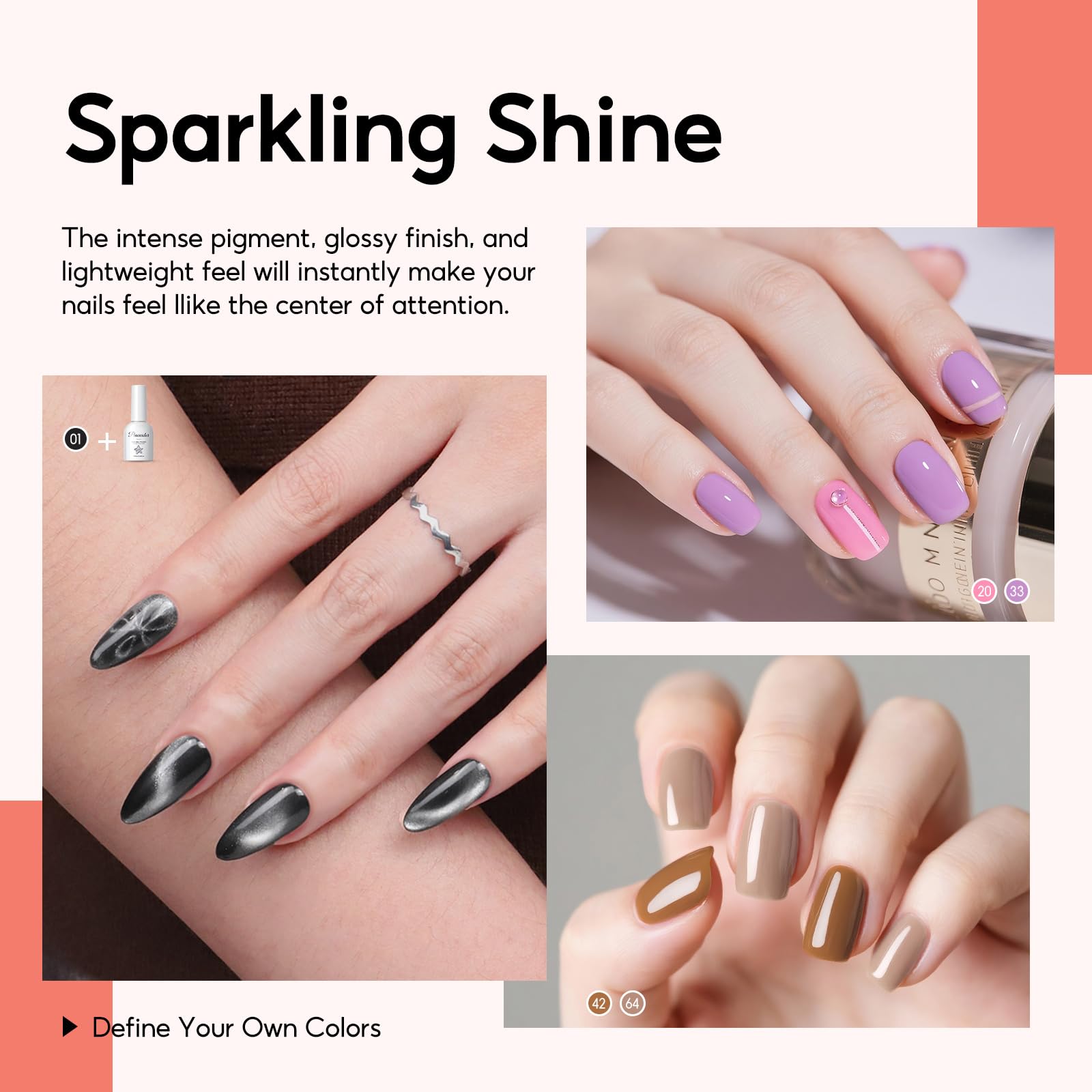 PEACECOLOR Kompletny zestaw 83 szt. żeli UV, lampa, frezarka, baza i top coat