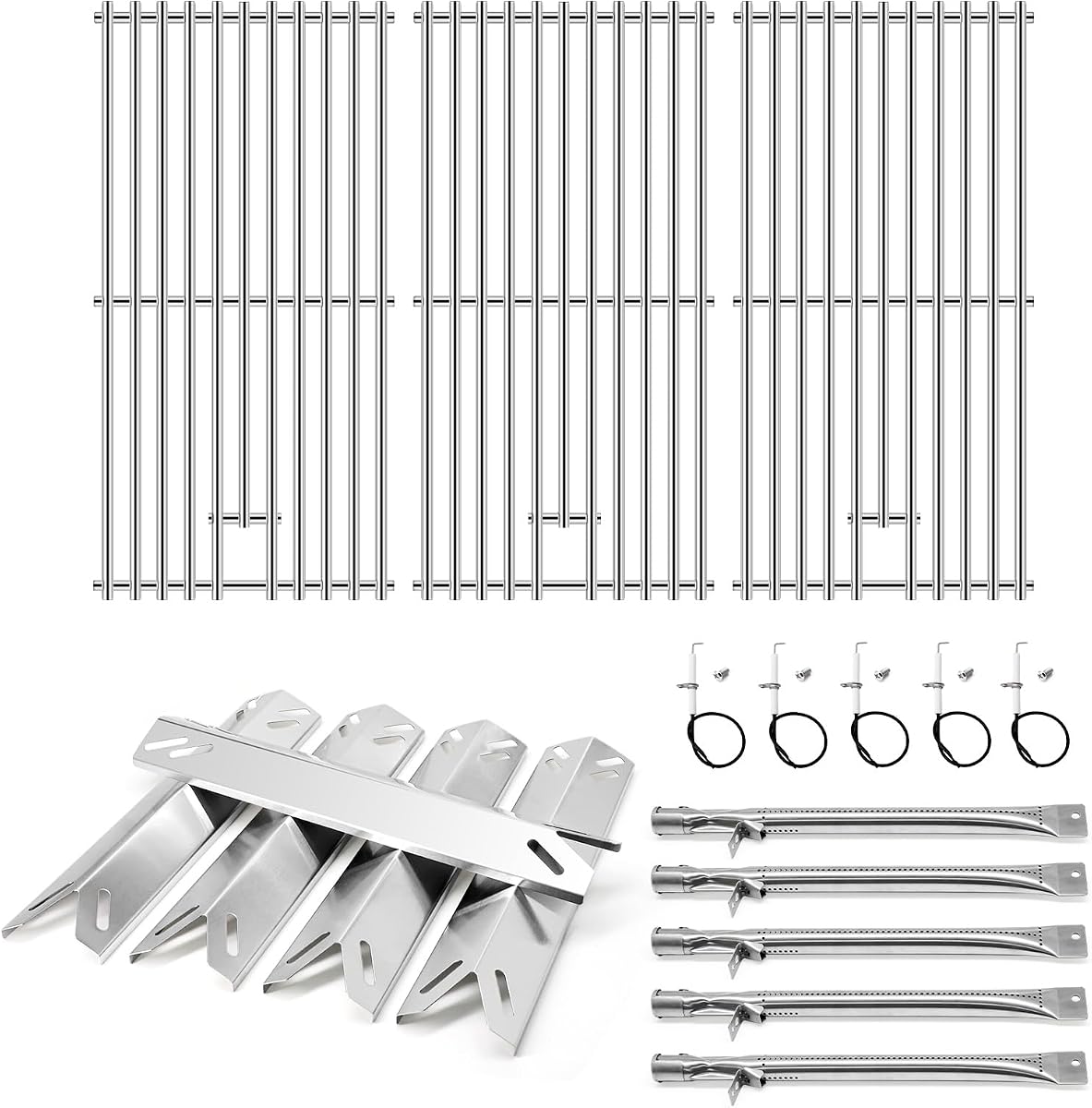Grill Parts for Cuisinart GAS9556AS GAS9556ASO, Grill Grates & Grill Burners & Heat Tents for Cuisinart 5 Burner Gas Grill GAS9556AS