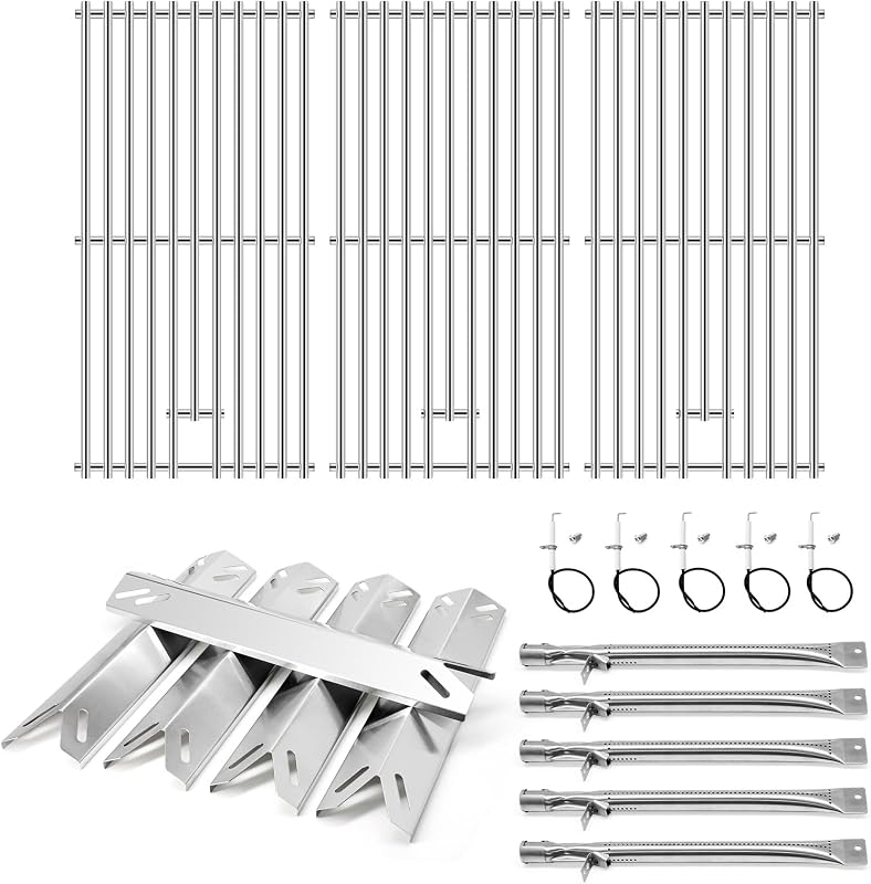 Grill Parts for Cuisinart GAS9556AS GAS9556ASO, Grill Grates & Grill Burners & Heat Tents for Cuisinart 5 Burner Gas Grill GAS9556AS