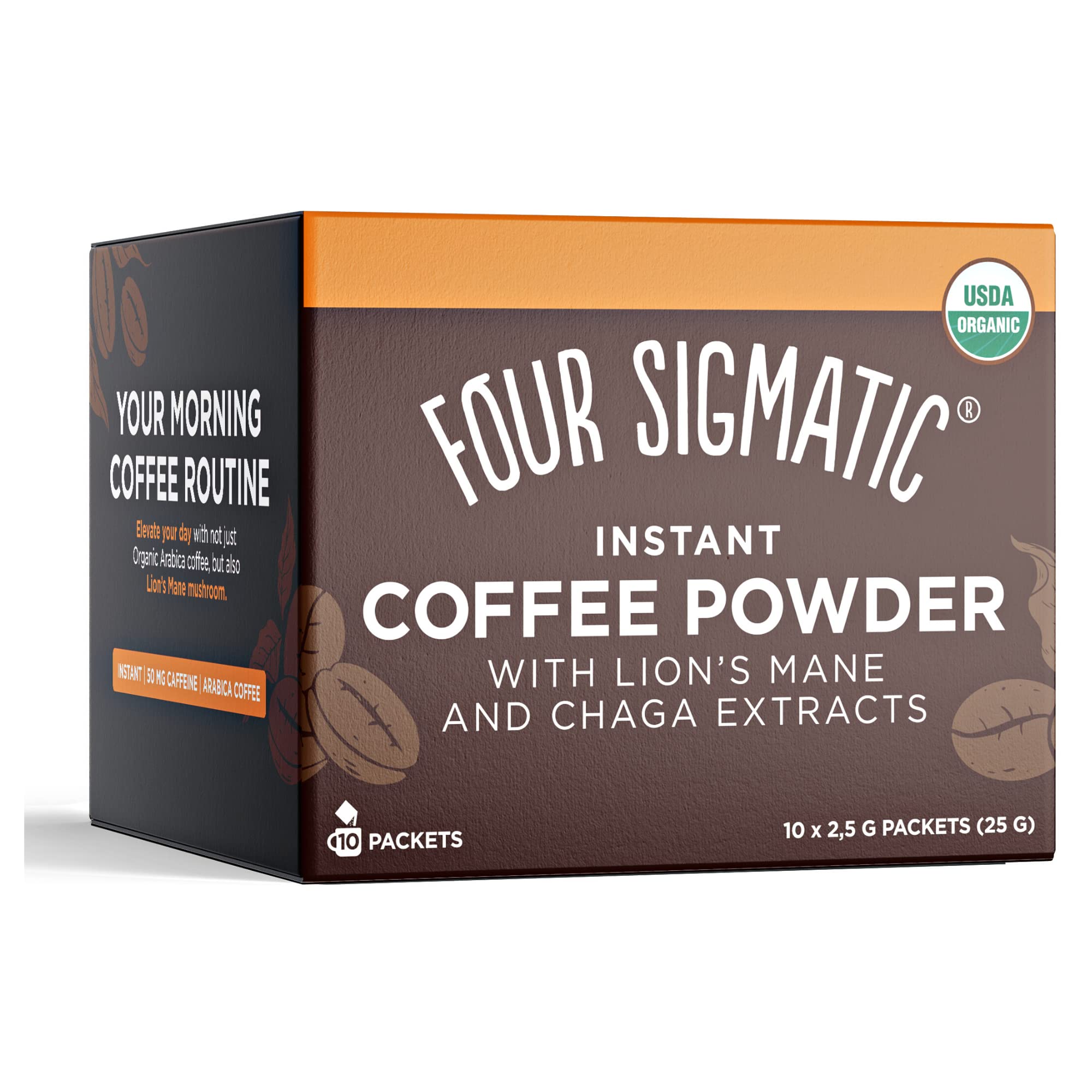 Four Sigmatic Instant Mushroom Coffee with Lion's Mane and Chaga Mushrooms, 10 Packets