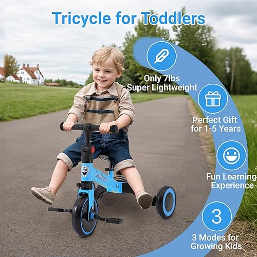 Miniatura 6 de Triciclo 3 en 1 para niños de 2 a 5 años, bicicleta de equilibrio rosa con pedales extraíbles y asiento ajustable, juguetes para interiores y