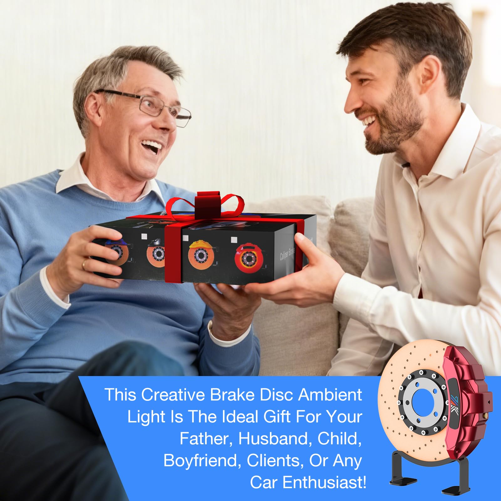 Unique 3D Brake Disc Night Light Rechargeable USB Touch Control Desk Lamp Room Decor Cool Gifts for Car — view 6