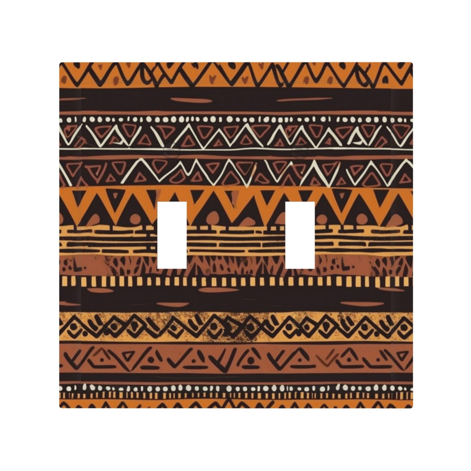 Kloph White Decorator Double Toggle Light Switch Covers African Mud Cloth Tribal Wall Plate 2-Gang Mid Size 5" X 4.9" Double Toggle Switch Wallplate Decorative 2 Gang Wall Switch Plate Covers