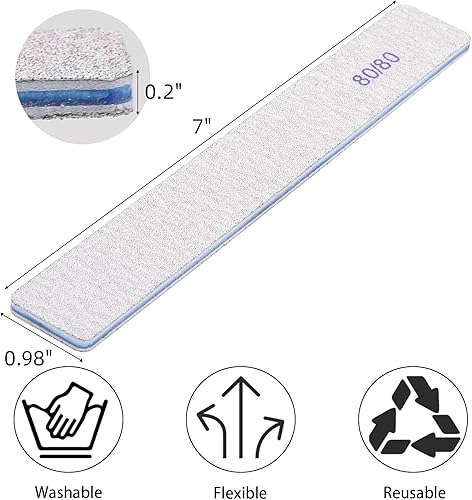 Miniatura 2 de 50 limas de uñas de grano 8080, uñas acrílicas, lima de esmeril, herramientas profesionales de arte de uñas para el hogar, salón, fuerte, doble cara