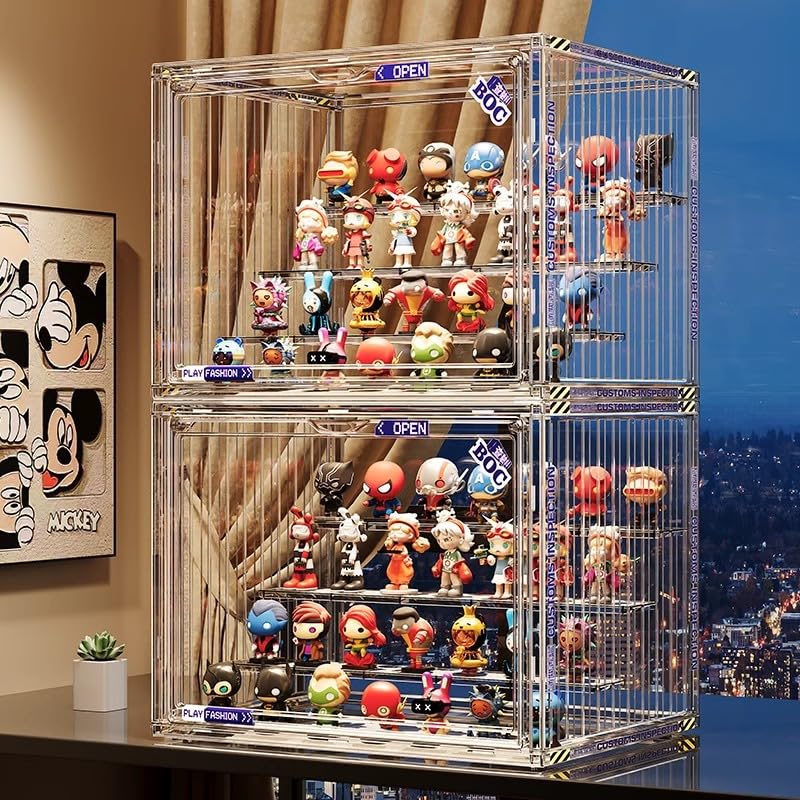 Dust Proof Show Case 2-Pack Clear Acrylic Display Cases - Stackable ...