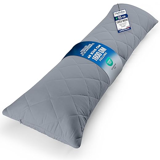 Utopia Bedding Oreiller matelassé pour Le Corps, 40x145 cm Oreiller de Grossesse et de maternité, Oreiller pour Dormir sur Le côté, Rembourrage en Polyester Doux (Gris)