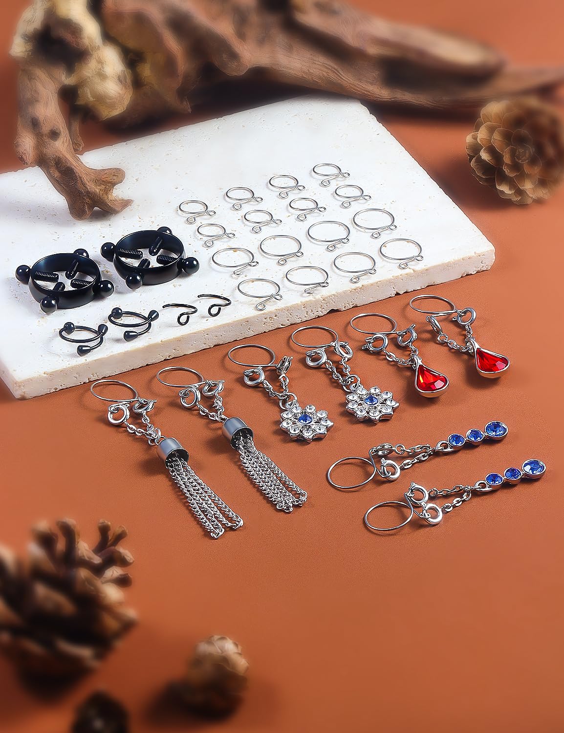 Kadogohno Fake Nipple Piercing/Fake Nipple Rings: Black