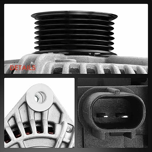 Miniatura 7 de A-Premium Alternador compatible con Dodge Ram 1500 2500 3500 2003-2006, Durango 2004, V8 5.7L, RWD4WD, 136A 12V CW polea de 7 ranuras, repuesto #