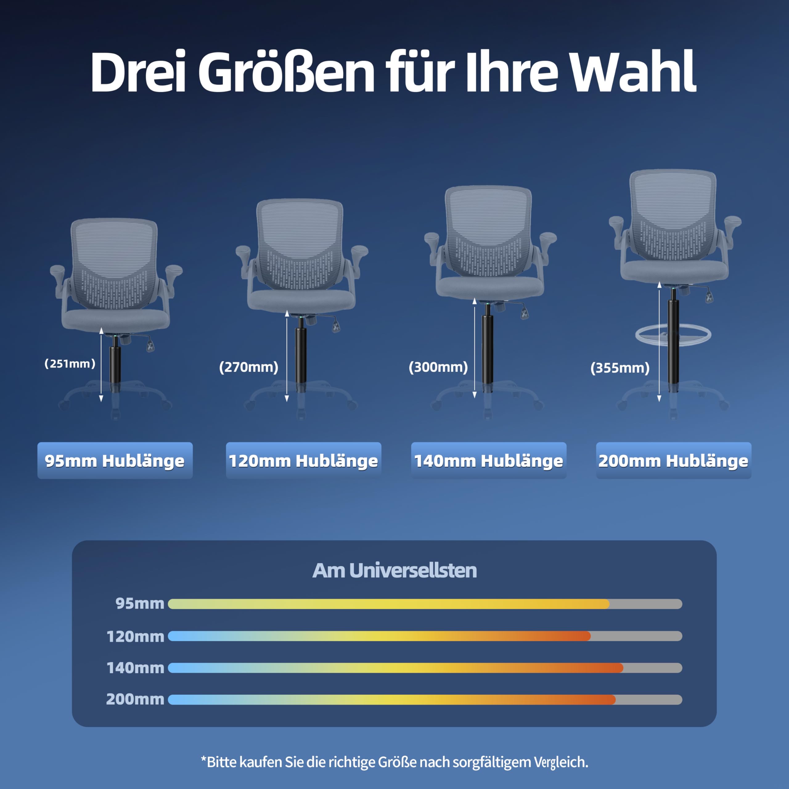 Mastery Mart Gasdruckfeder für Bürostühle, Länge 272mm - 388mm Gasdruckfeder, Gasdruckdämpfer Belastbar bis 450 kg, Bürostuhl Ersatzteile, TÜV, Klasse 4, Universelle Passform (Schwarz, Nicht für 1KEA)