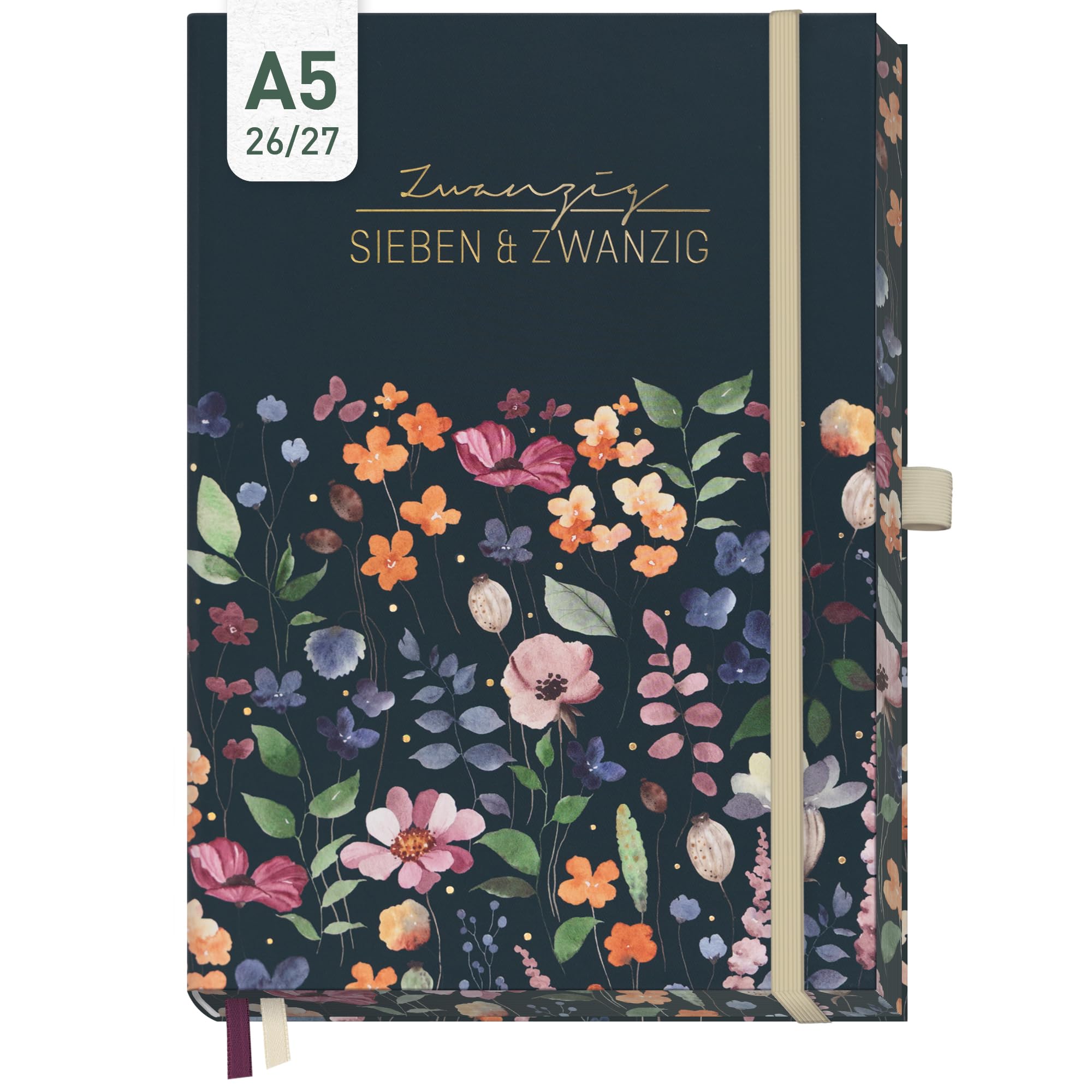 Häfft® Business-Timer Deluxe 2026 2027 A5 für 17 Monate: August 2026 bis Dez. 2027 - Buchkalender, Terminplaner, Wochenkalender, Wochenplaner "Flower Inspiration"