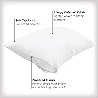 Vista 2 de Juego de 4 protectores de almohada AllerEase estándar/Queen - absorben la humedad, protección avanzada contra alergias, poliéster de alta calidad