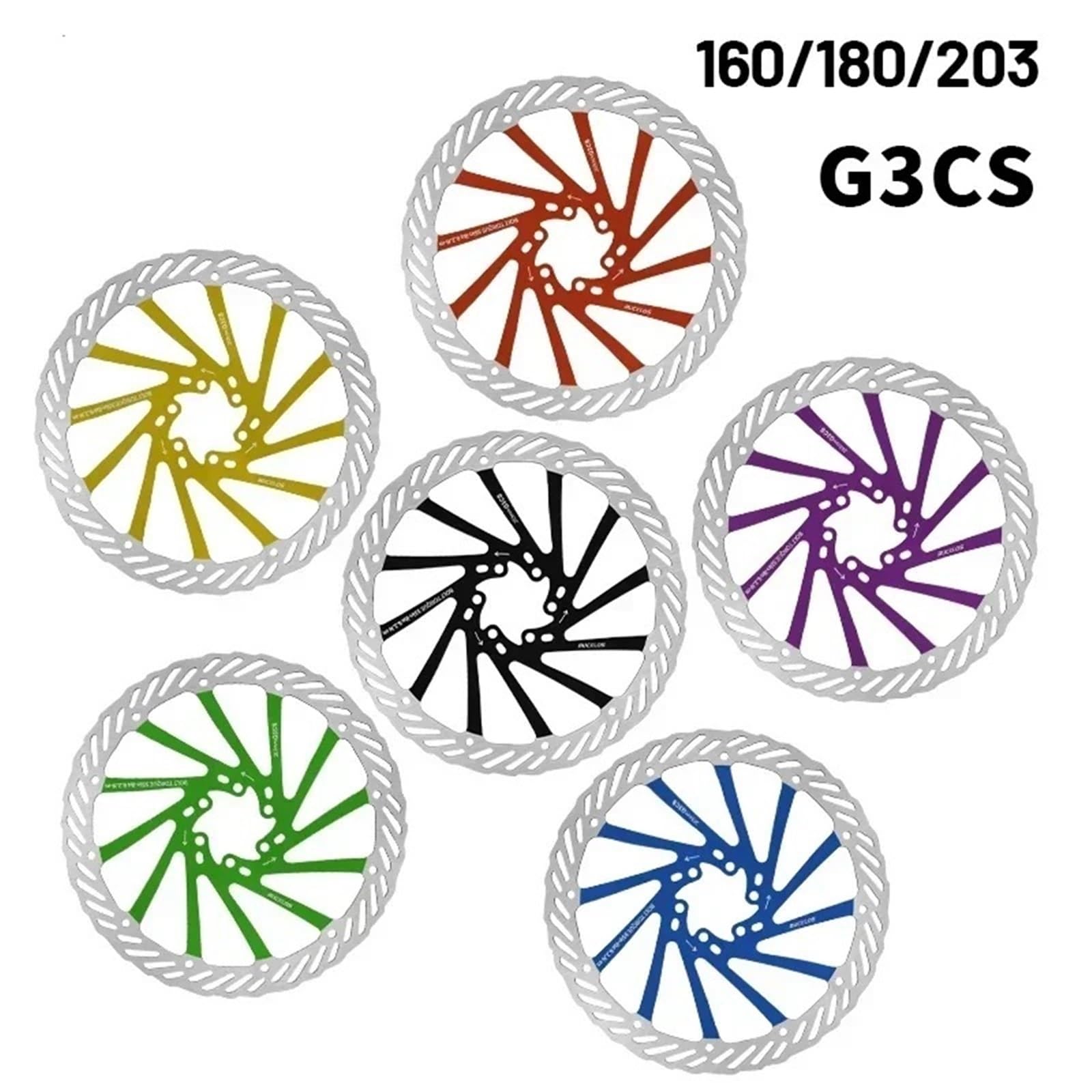 Pinzas de pistones de freno Rotor de freno de disco hidráulico MTB ultraligero 160/180/203mm bicicleta de carreras de carretera de montaña con 6 pernos gratis(Black-203MM-2PC)
