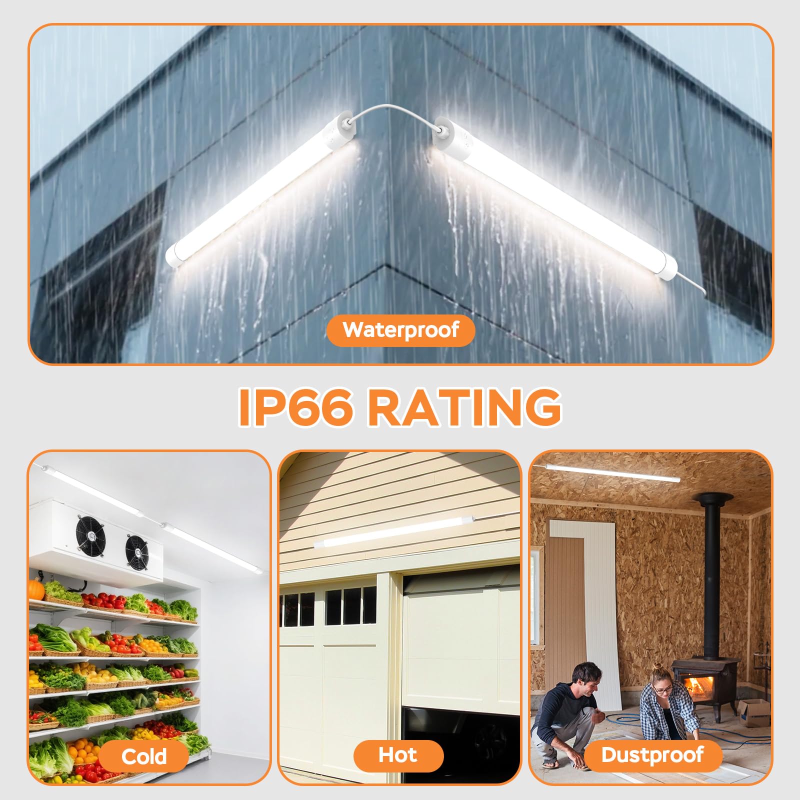 3pcs Led Feuchtraumleuchte 150CM, 45W 4500lumen Kaltlweiß 4000k, Led Werkstatt Deckenleuchte IP65 Wasserfest Feuchtraumlampe, Weiß Als Wohnzimmerlampe, Kellerlampe, Garagenlampe BüRo