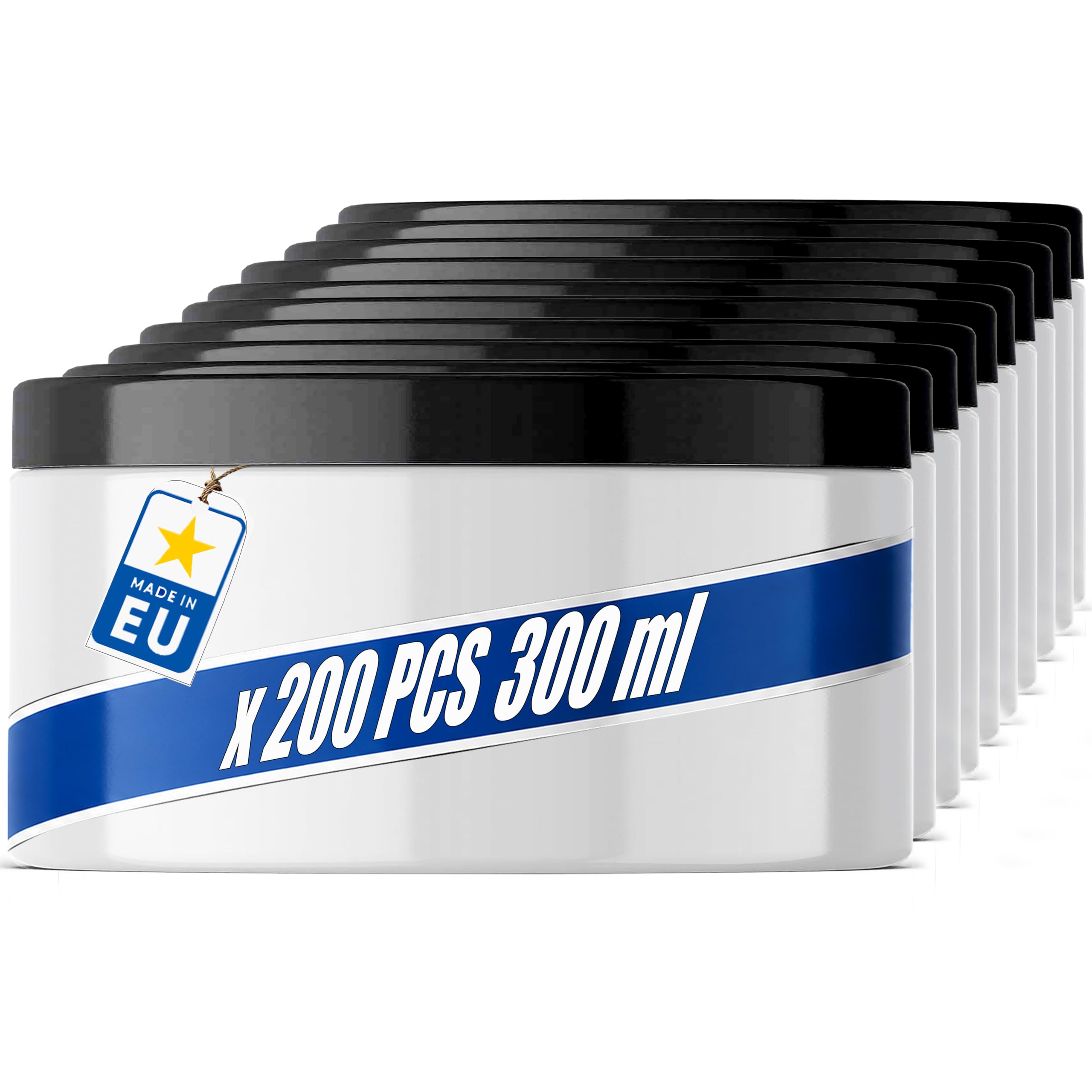 POSH Vorratsdose 200x300ml Luftdicht - kleine Aufbewahrungsdose aus Lebensmittelechtem PET mit Schraubdeckel - weiße Plastikdosen mit Deckel für Gewürze Kräuter Nüsse - runde mini Kunststoffdose